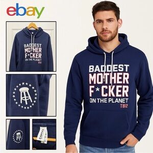 Barstool Sports TB12 Hoodie XL Blue Baddest Mother F*cker on the Planet